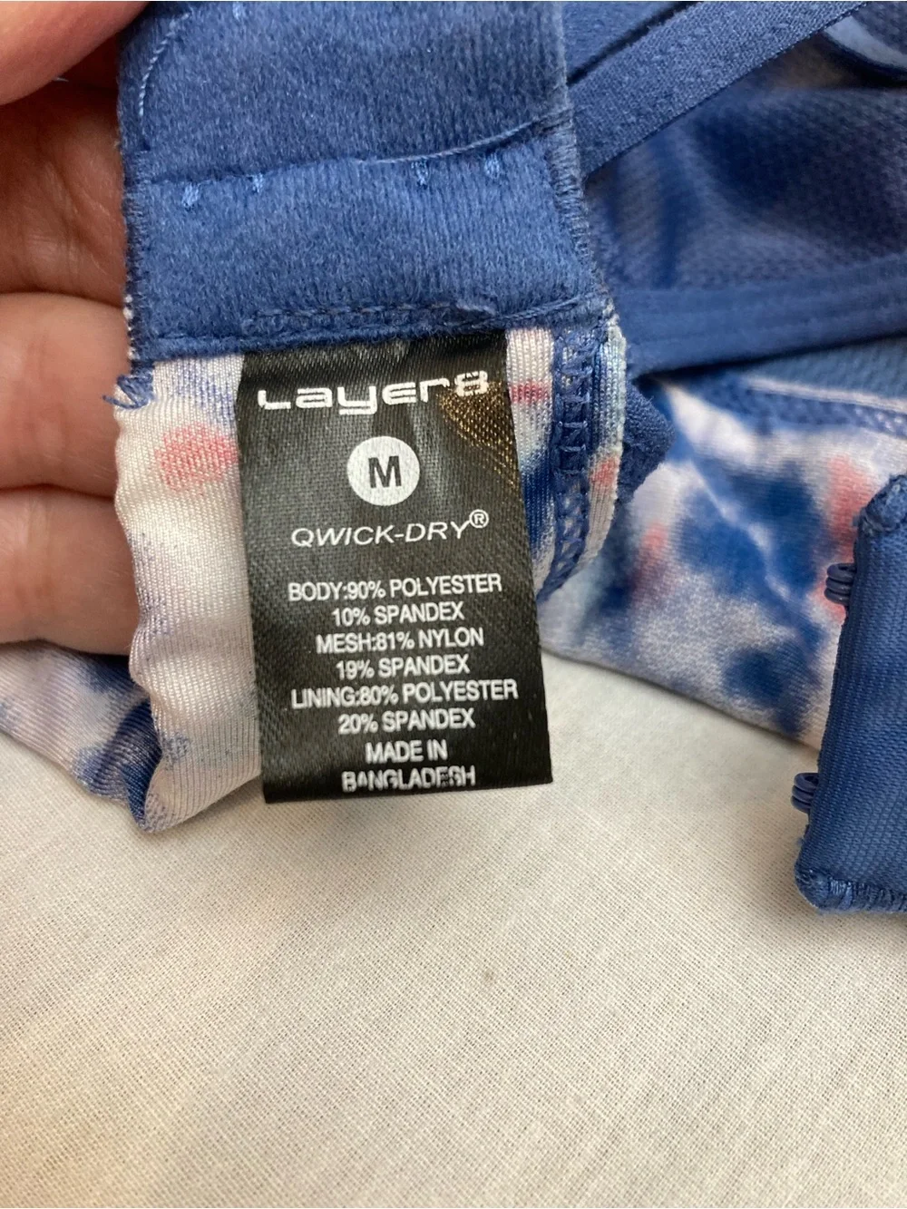 Layer 8 Tie-Dye Navy, Pink and White Sports Bra M